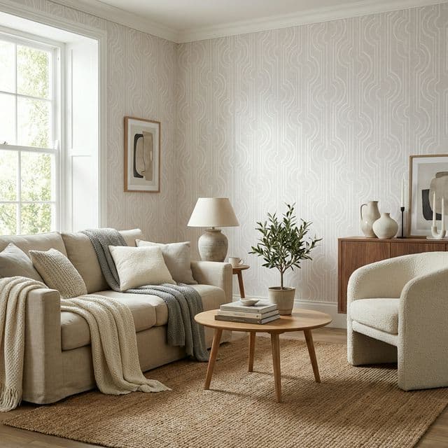 Papel de parede texturizado em tons neutros
